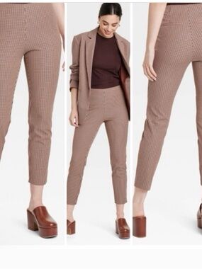 A New Day Brown Plaid Women’s Brown Plaid PantsOffice, Casual Various Sizes